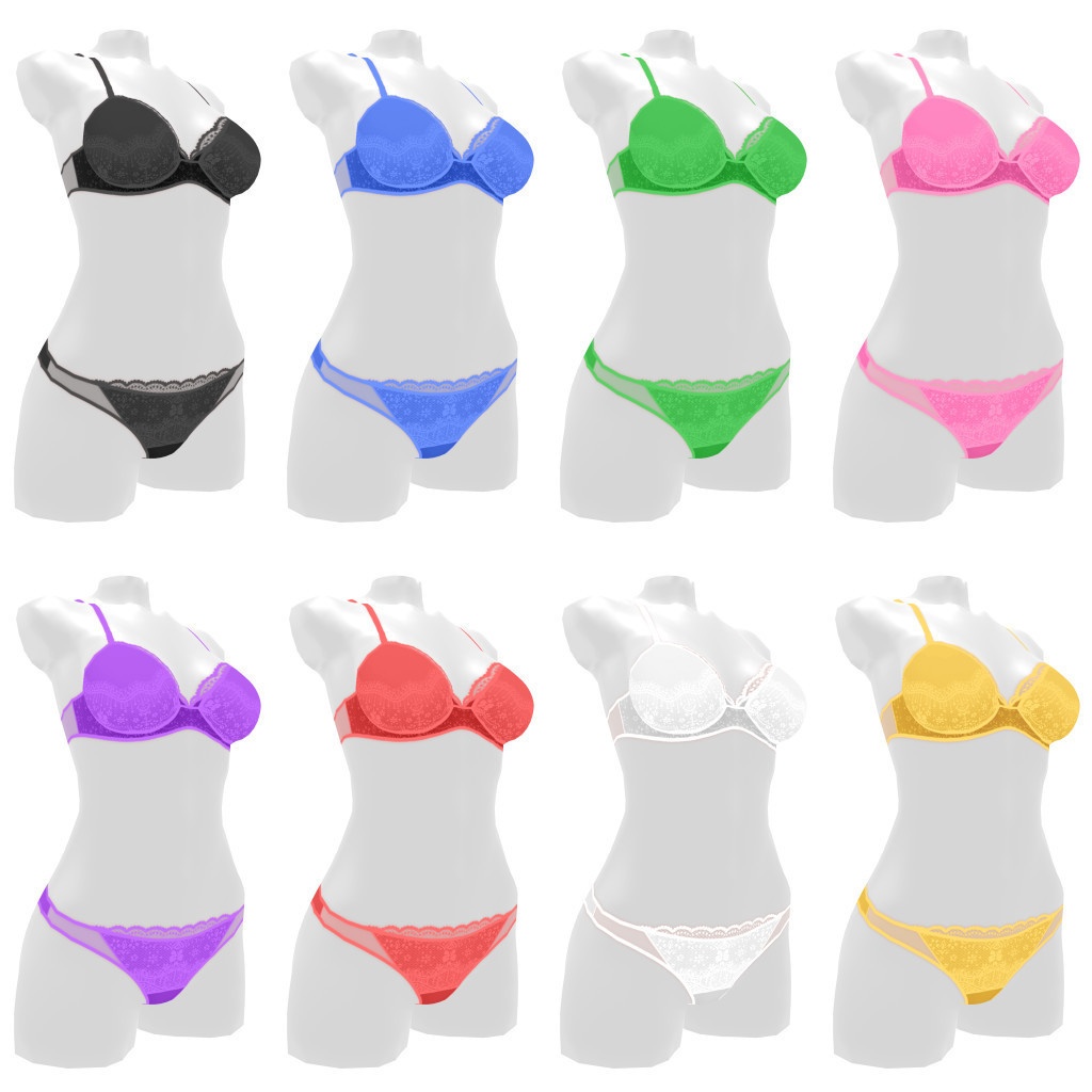 VRoidランジェリー435 モノカラーグラデーションデザインブラショーツ