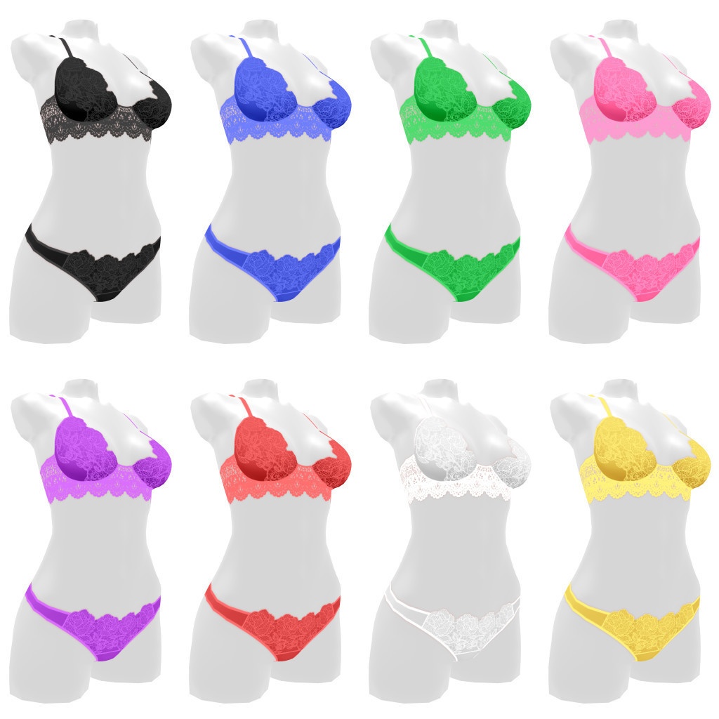 VRoidランジェリー446 大柄レースのブラショーツ