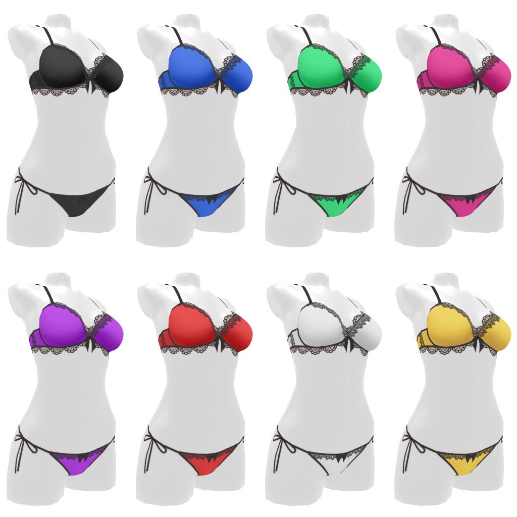 VRoidランジェリー448 ブラックストリングスセットアップ