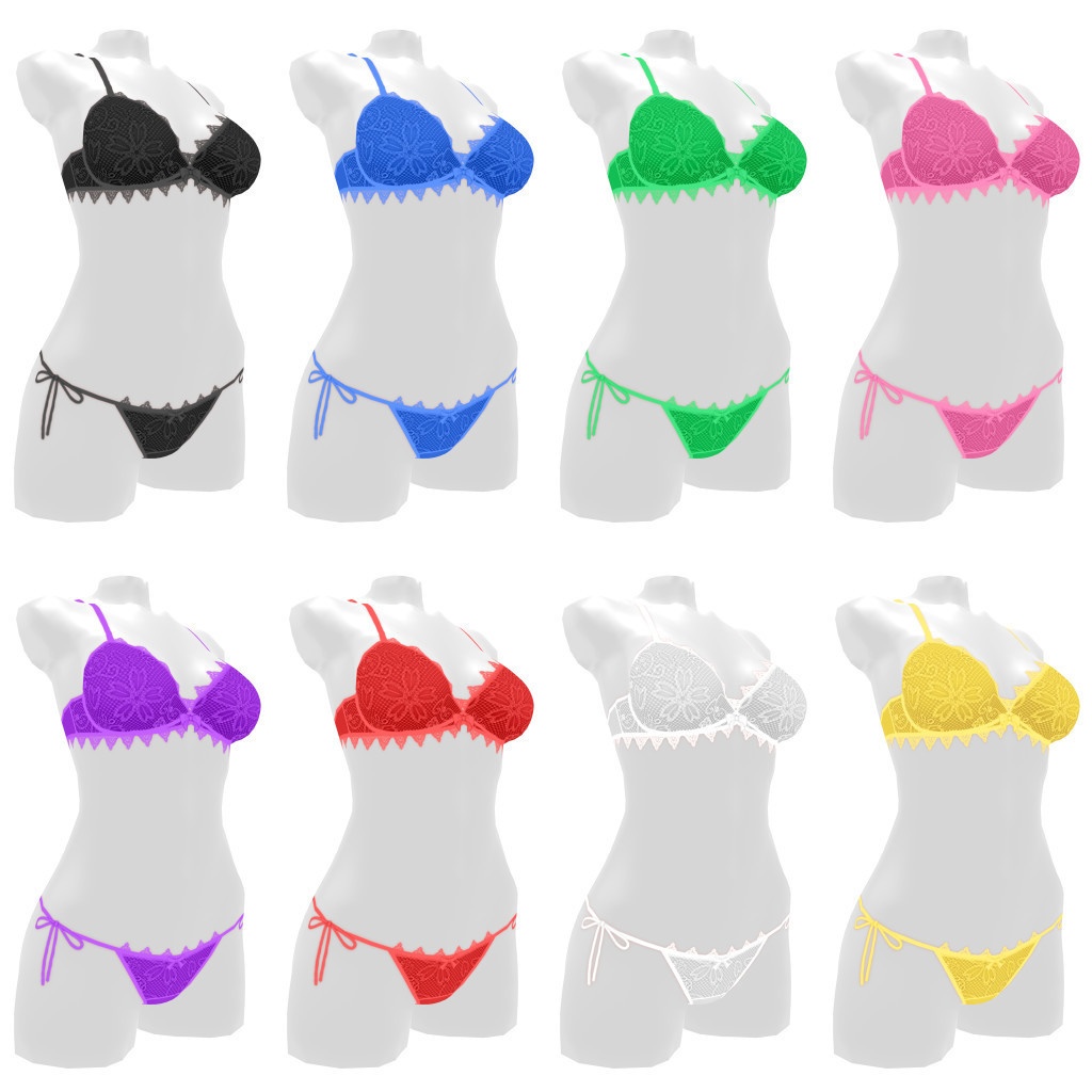 VRoidランジェリー451 三角フリルと花柄レースのセットアップ