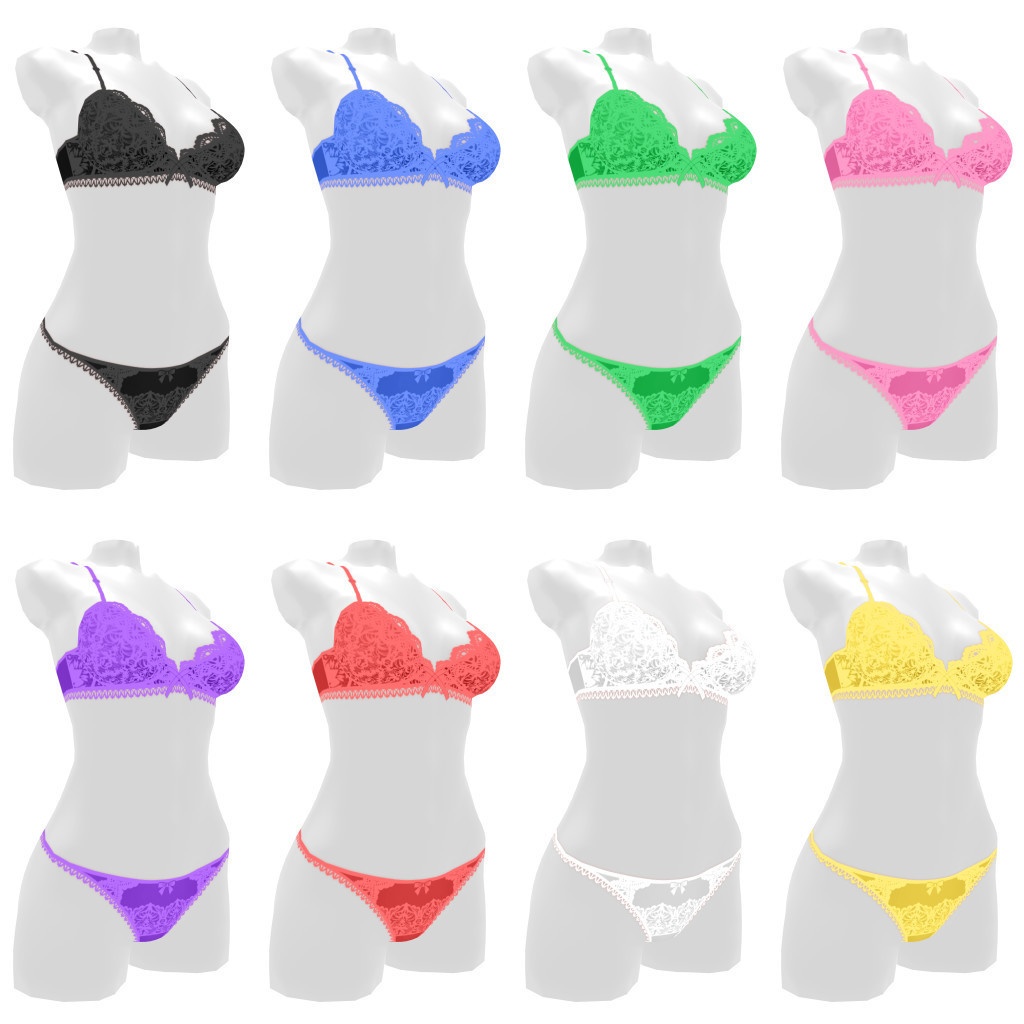 VRoidランジェリー452 ファンシーレリーフブラショーツ