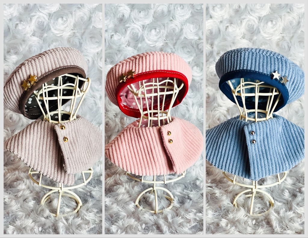 ちびぐるみ用ベレー帽&ポンチョ