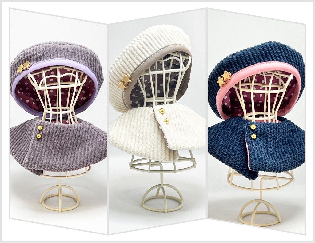 10-12cmぬい用ベレー帽&ポンチョ