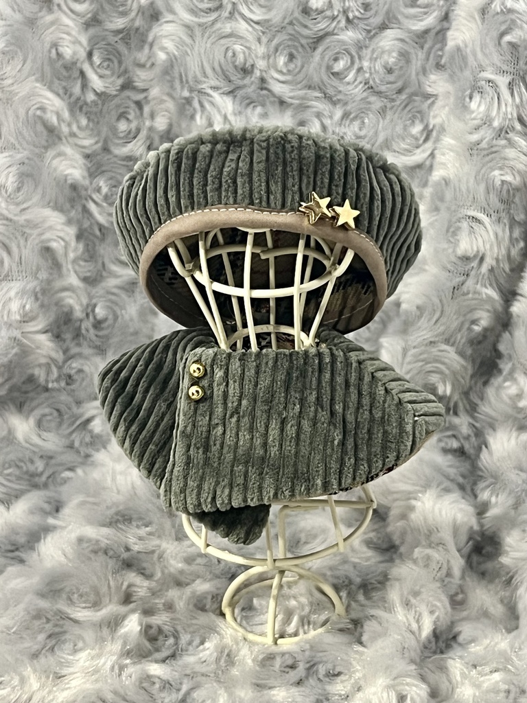 10-12cmぬい用ベレー帽&ポンチョ　カーキ