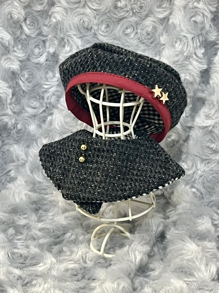 ちびぐるみ用ベレー帽&ポンチョ　ツイード