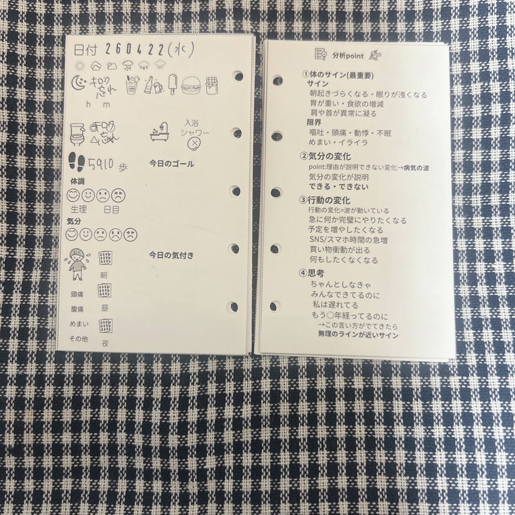     体調と気分の波を見える化する M5デイリー｜1日2ページ