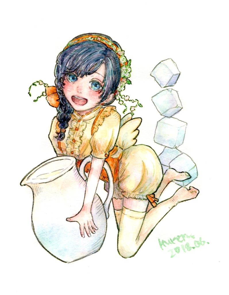 【創作キャラ】コーヒーorティーステッカー 手乗りサナギsweet time