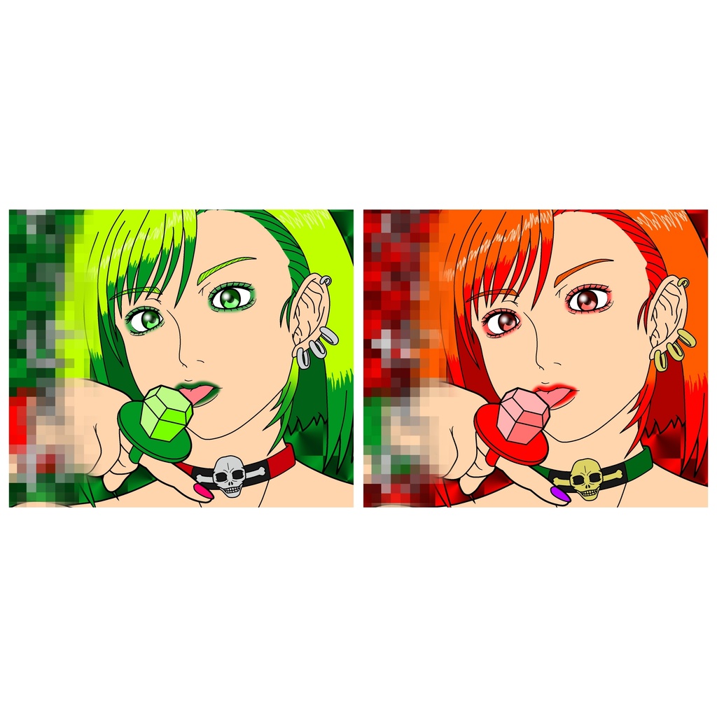 緑宝石飴指輪＆赤宝石飴指輪(No.76＆No.77)