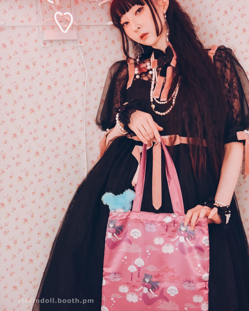 Lotus Mermaid サテントート Satin Tote