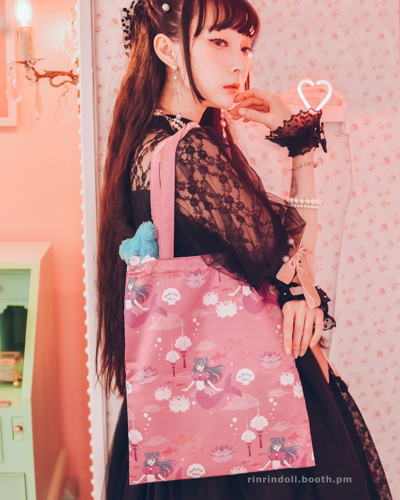 Lotus Mermaid サテントート Satin Tote