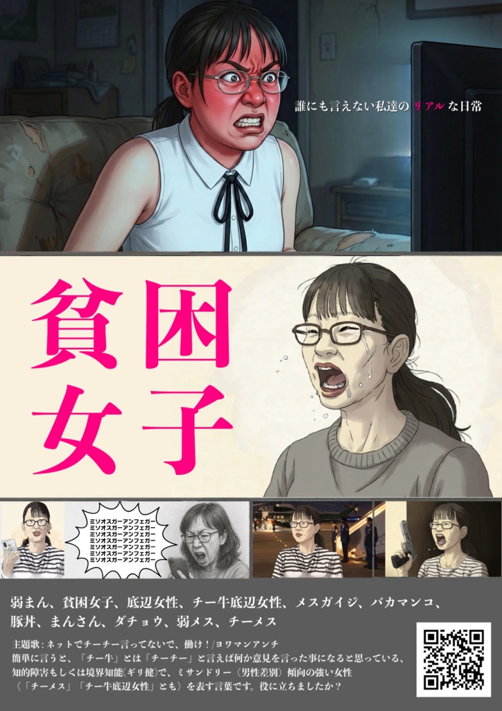 【弱まん】貧困女子【底辺女性】　デジタルポスター