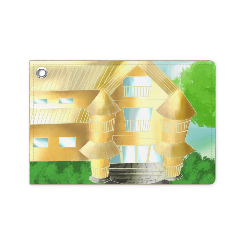 ははは！これが黄金の建物じゃー！のパスケース（描いていたら、輝いていきました。それだけです）