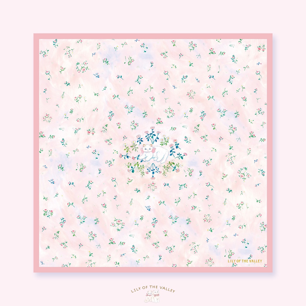 ハンカチ（ねこと花柄）