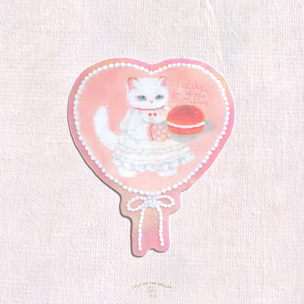 ステッカー（ケーキを運ぶねこ）