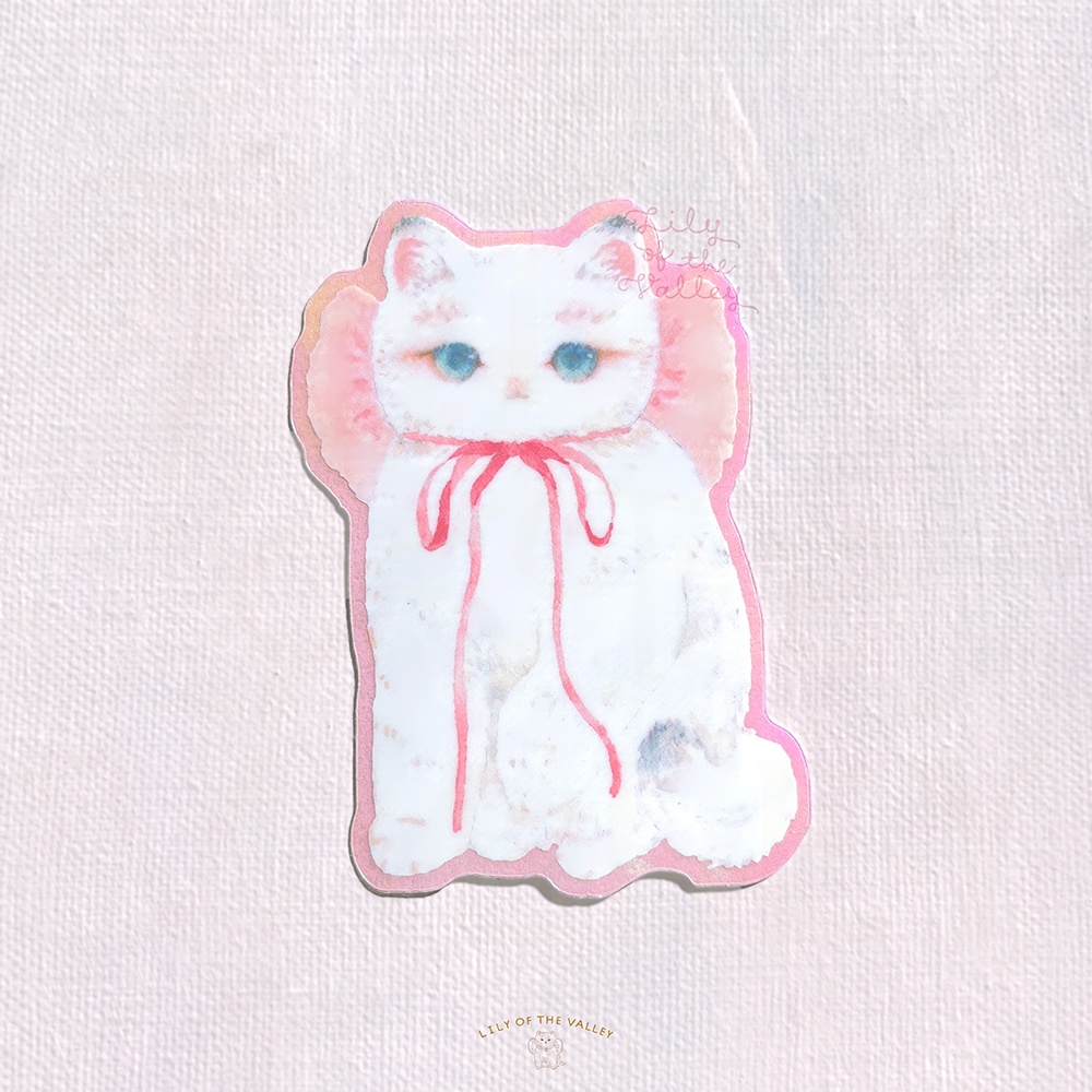 ステッカー（リボンをつけたねこ）
