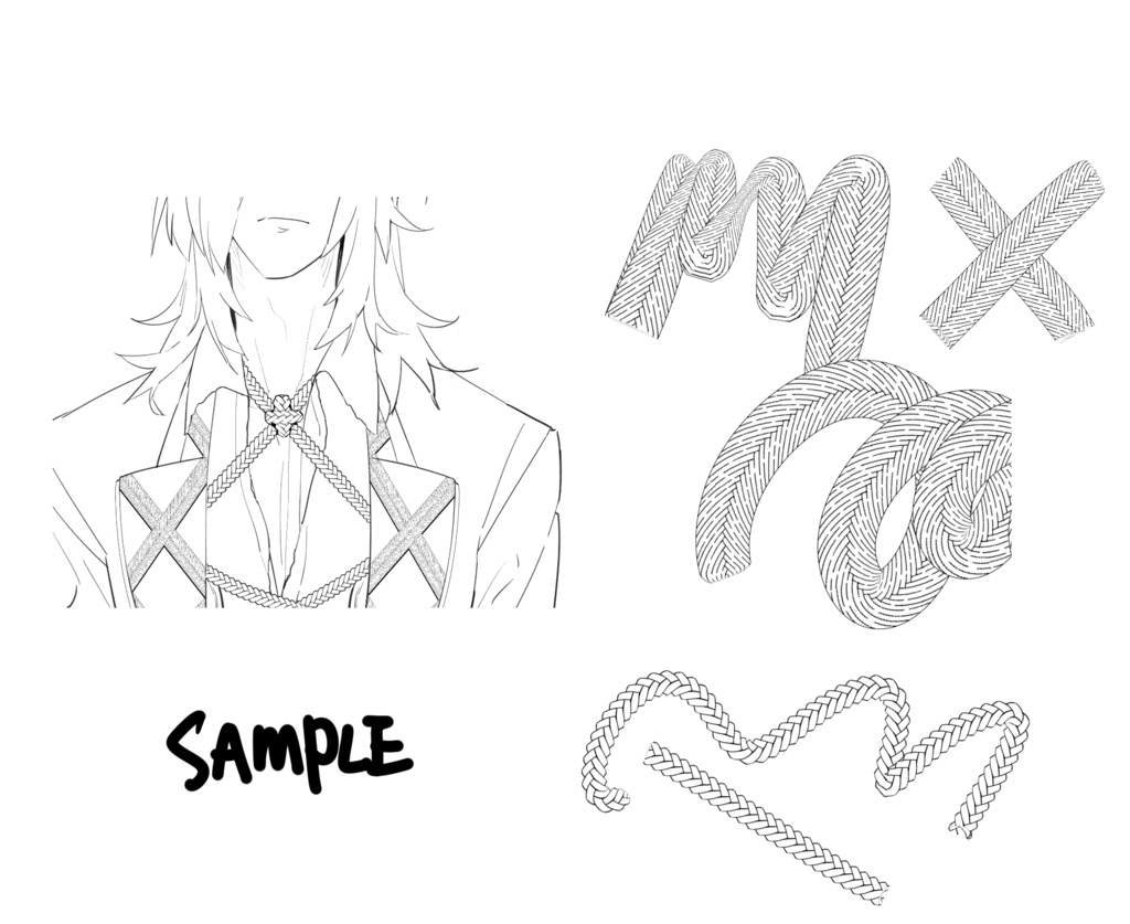 三池兄弟用素材筆刷(CSP用)刺繡+绳索