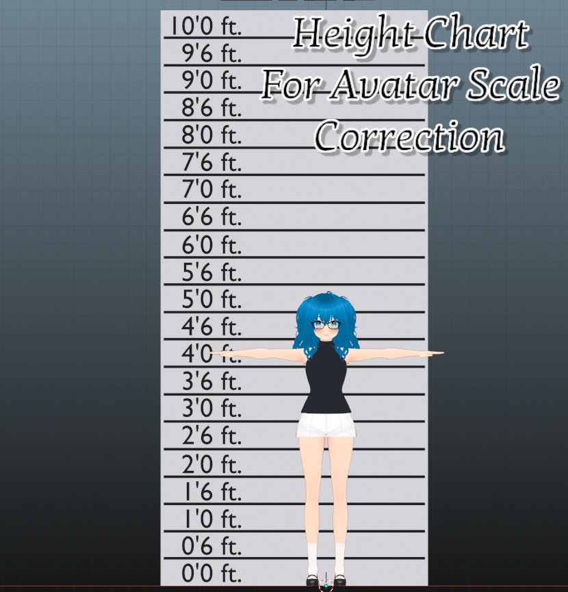 Height Chart For VRChat/VRM/Unity Avatar Scaling (Public Domain)