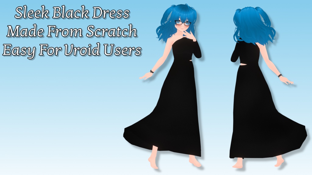 Sleek Black Dress (From Scratch W/ Vroid Rig Naming) CC0