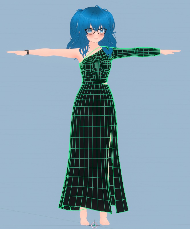 Sleek Black Dress (From Scratch W/ Vroid Rig Naming) CC0