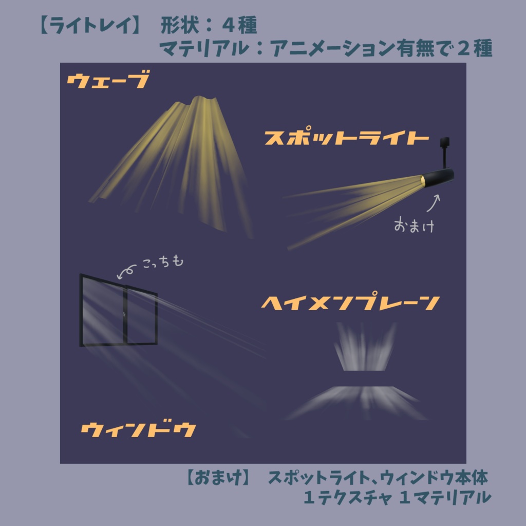 ライトレイエフェクト【無料 VRChat想定】