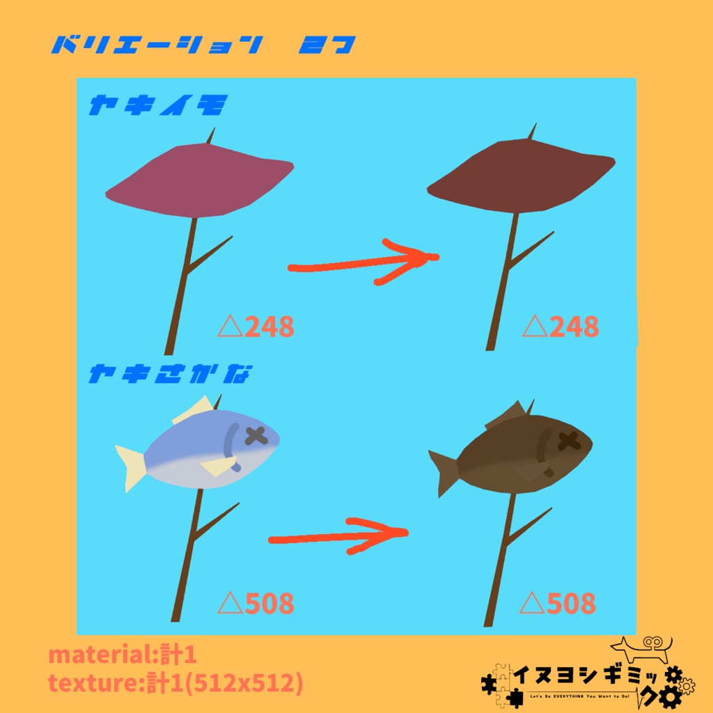 VRChatプラスの人が持ってる焚き火で焼ける焼き芋ギミック【無料 VRChat想定アバターギミック】