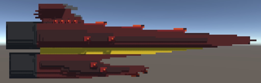 【ボクセル風 航宙艦001シリーズ02】航宙戦闘艦(戦艦)(3D for Unity )