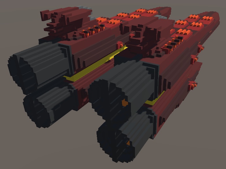 【ボクセル風 航宙艦001シリーズ02】航宙戦闘艦(戦艦)(3D for Unity )