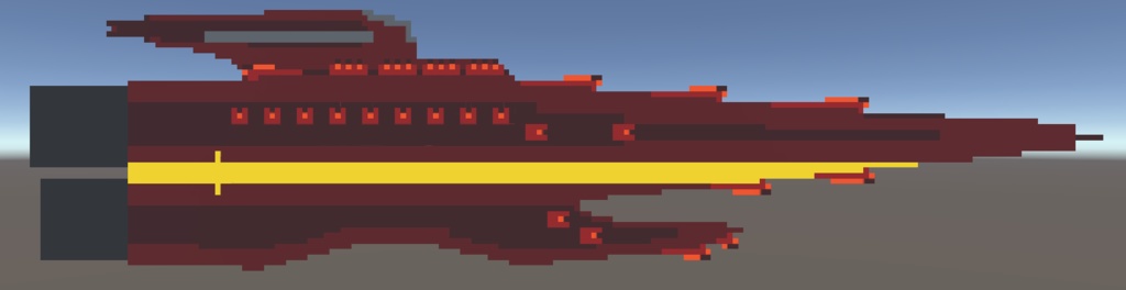 【ボクセル風 航宙艦001シリーズ01】超弩級一等航宙戦闘艦(3D for Unity )