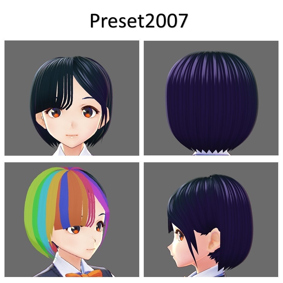 【VRoid用】製作応援ショートヘア4種類