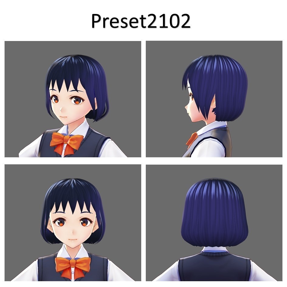 【VRoid用】ボブ前髪アレンジ4種類 無料配布