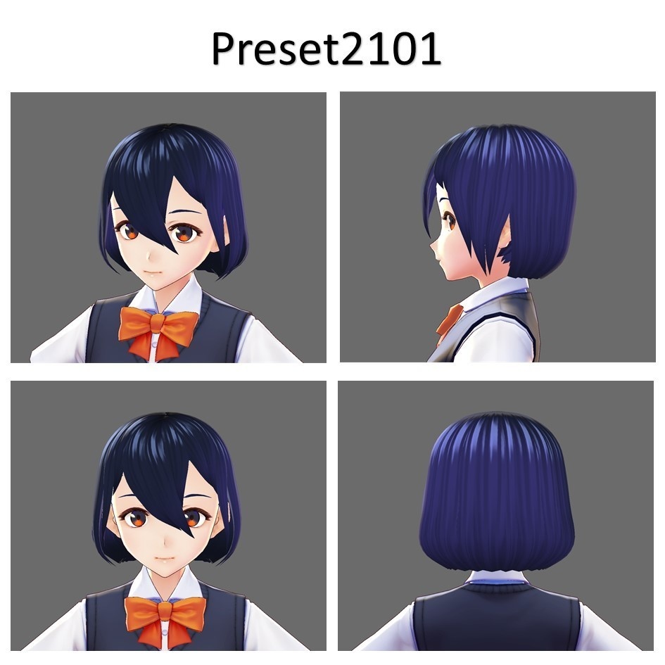 【VRoid用】ボブ前髪アレンジ4種類 無料配布