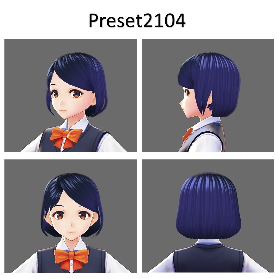 【VRoid用】ボブ前髪アレンジ4種類 無料配布