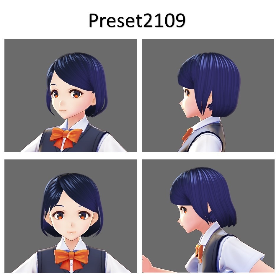 【VRoid用】ボブ前髪アレンジ4種類 ボーン設定済み