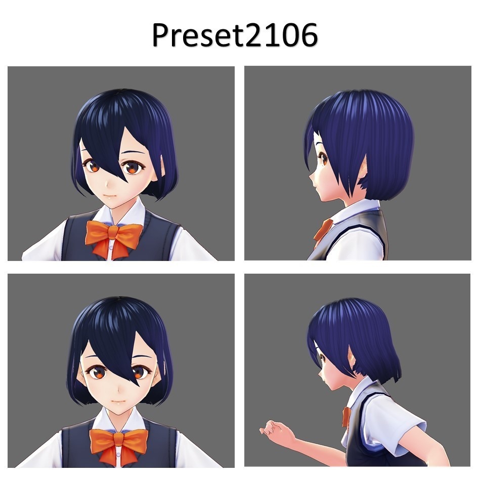 【VRoid用】ボブ前髪アレンジ4種類 ボーン設定済み