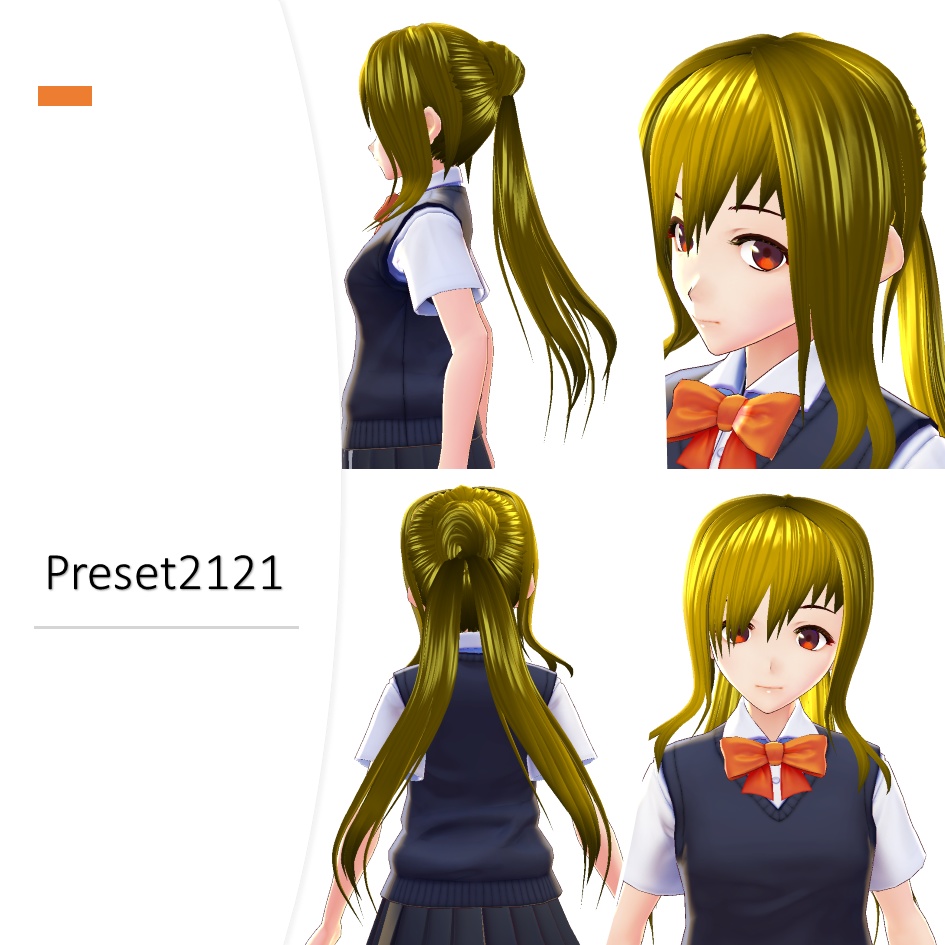 【VRoid用】お団子ヘアー2種 ツインテール・ポニーテイル