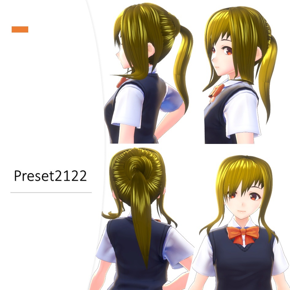 【VRoid用】お団子ヘアー2種 ツインテール・ポニーテイル