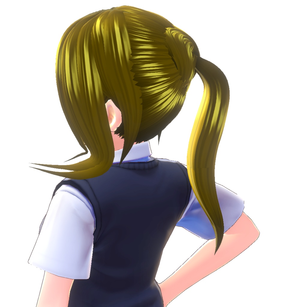 【VRoid用】お団子ヘアー2種 ツインテール・ポニーテイル