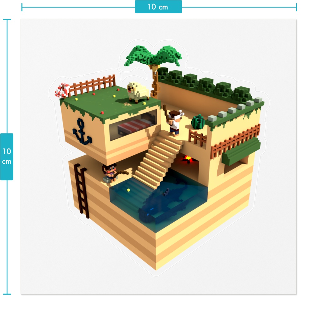 ステッカー「幸せな夏の海」