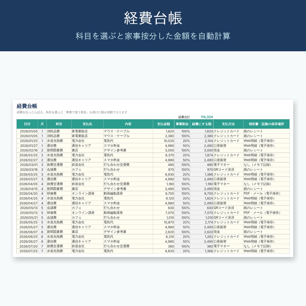 【2026年分】副業の確定申告準備シート|20万円判定・経費・家事按分を自動計算【Excel/スプレッドシート・記入例付き】