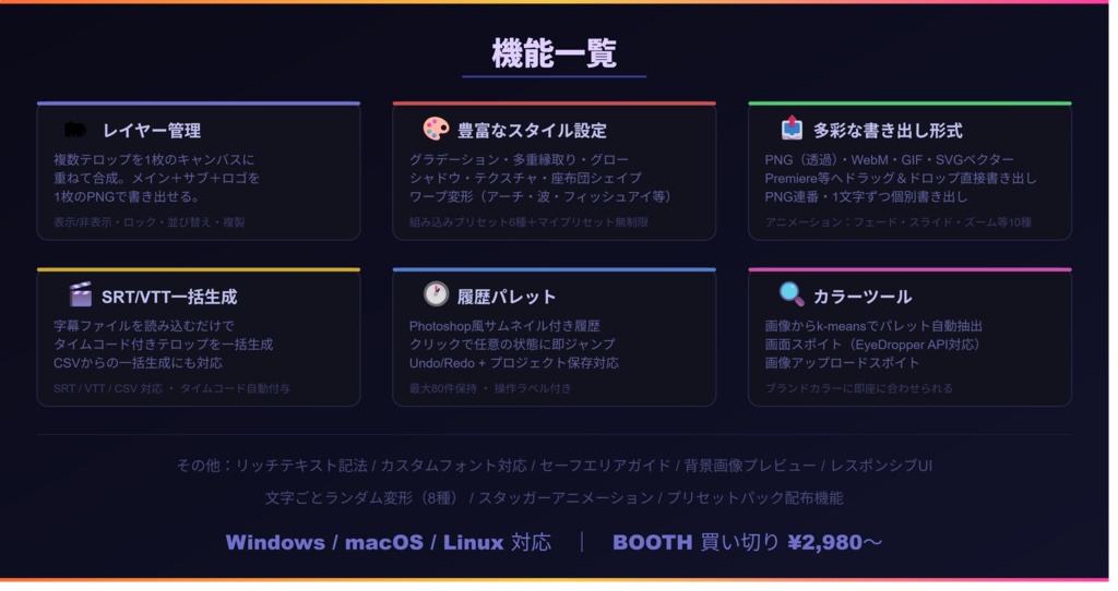 GradiTelop(グラデーション・縁取りテロップジェネレーター)