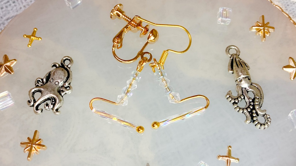 ローラーのイヤリング(ピアス)　【クリア】