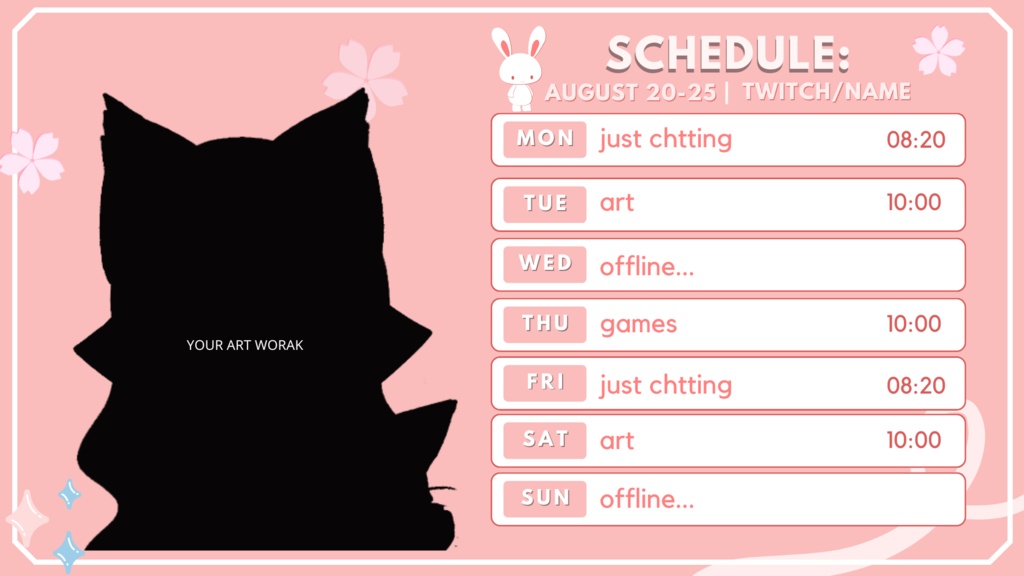 Sakura Stream Schedule Template (trial sale)***Includes CANVA***Blank PNG Template***Vtuber***Pink