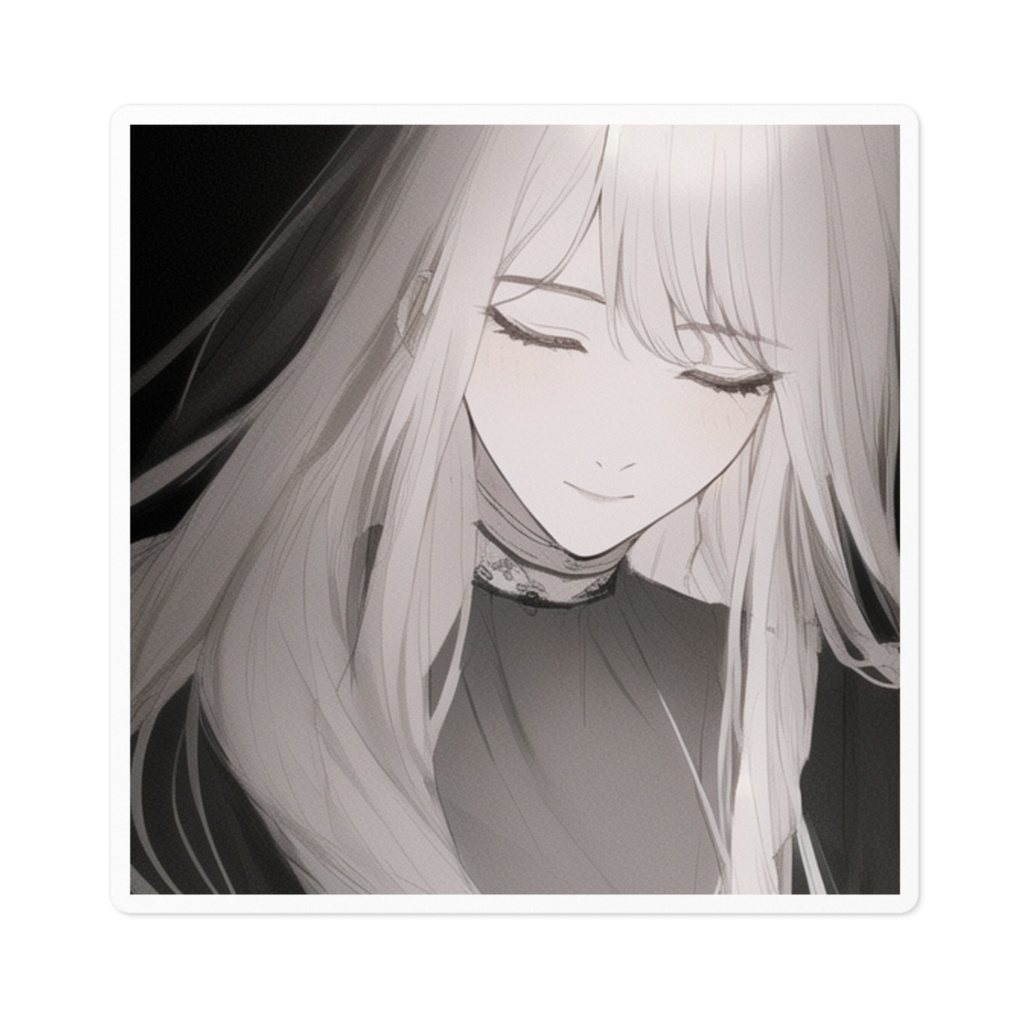 モノクロ少女ステッカー　