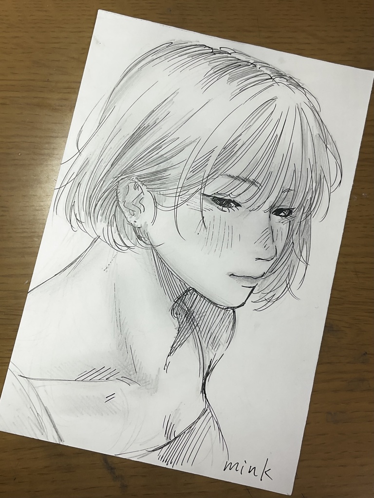 原画　ボブの女性