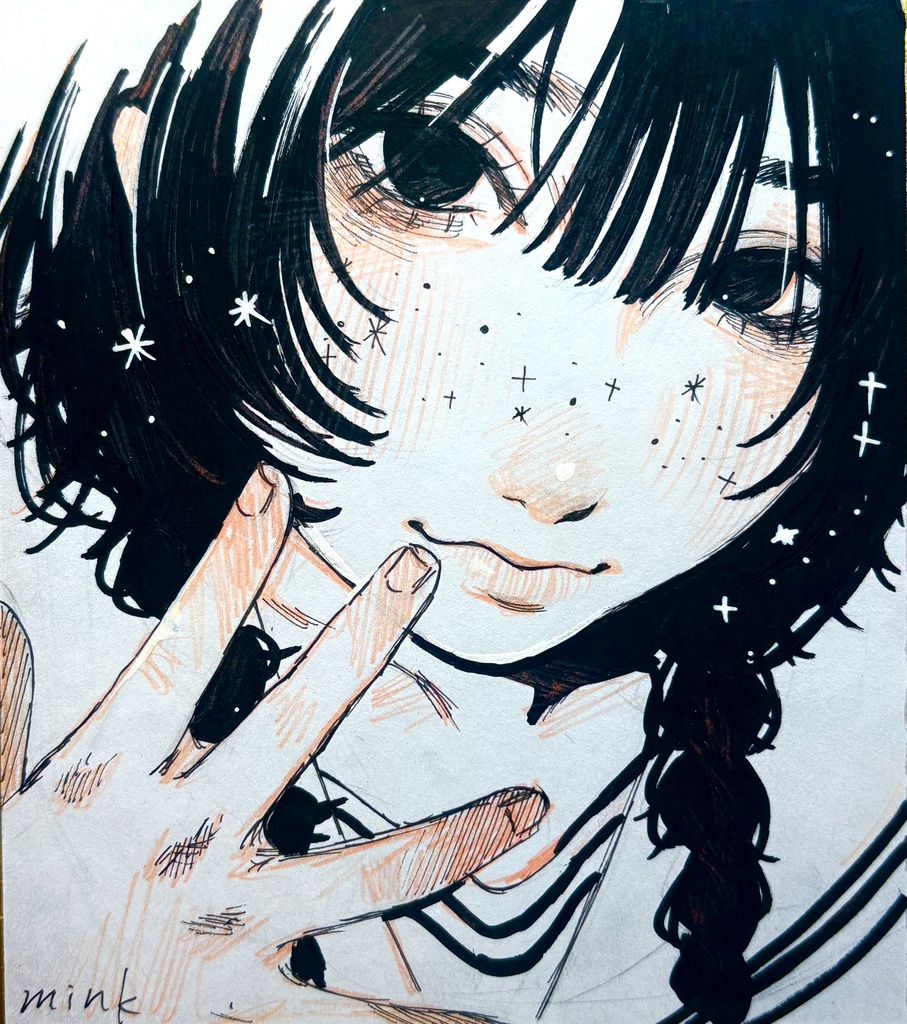 モノクロ色紙原画