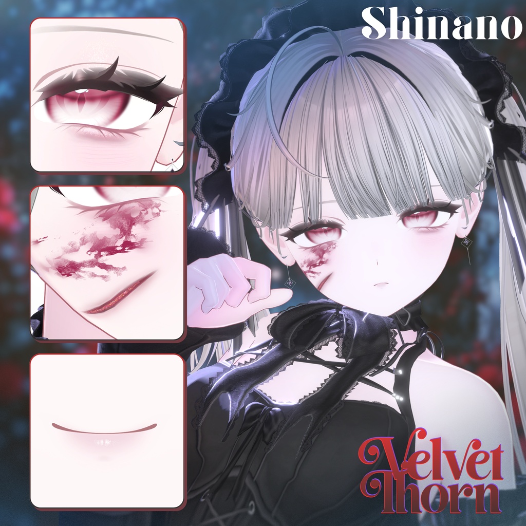 【無料版あり】【4アバター対応】𖤐 ༝Velvet Thorn ‐ Makeup + Eye Texture + Blendshpes ༝𖤐
