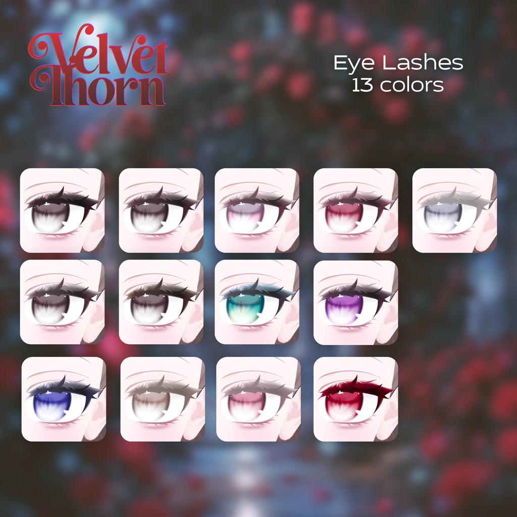 【無料版あり】【4アバター対応】𖤐 ༝Velvet Thorn ‐ Makeup + Eye Texture + Blendshpes ༝𖤐