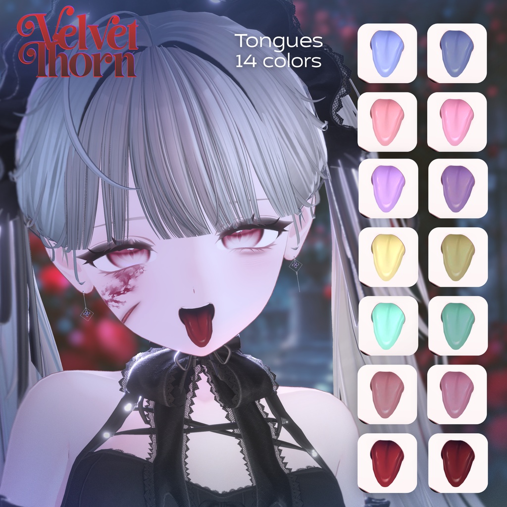 【無料版あり】【4アバター対応】𖤐 ༝Velvet Thorn ‐ Makeup + Eye Texture + Blendshpes ༝𖤐