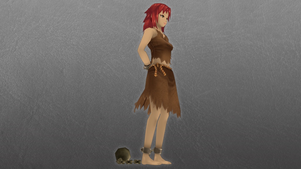 【ローポリ3DCG】モブキャラクターズ:奴隷A(女)