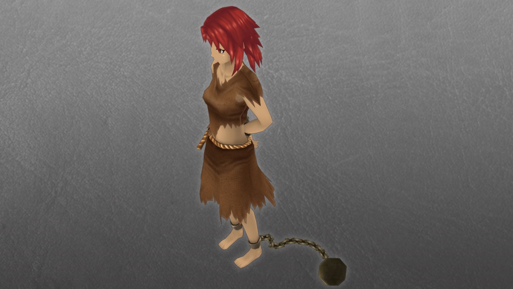 【ローポリ3DCG】モブキャラクターズ:奴隷A(女)